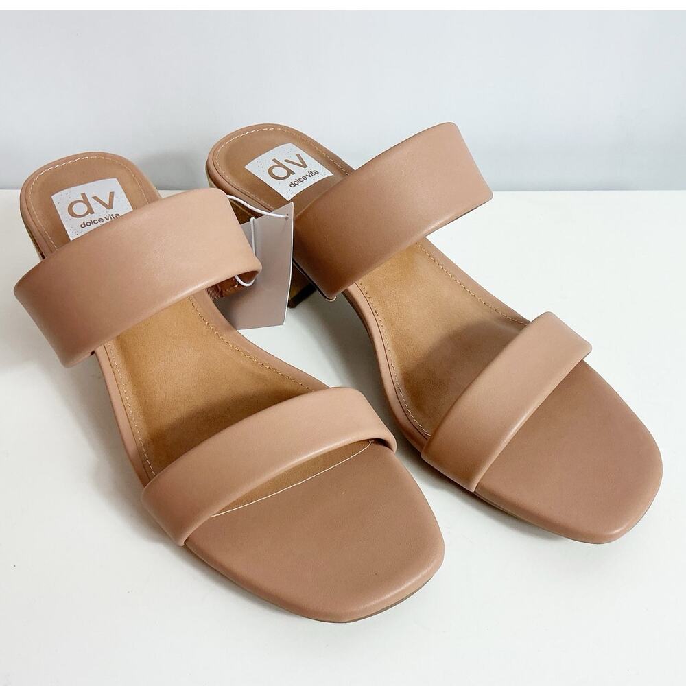 Dolce Vita DV Womens Sharona Shoes Tan Dual Strap Block Heel Sandal Size 9
